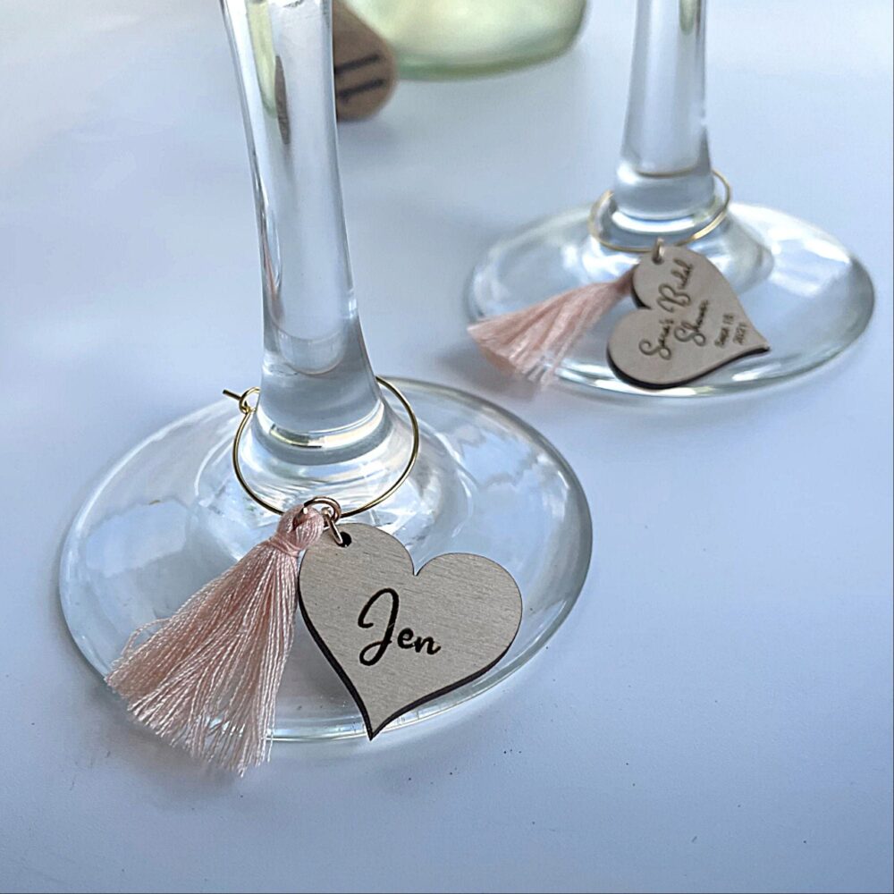 Personalized Wine Charms Wedding Favors With Tassels