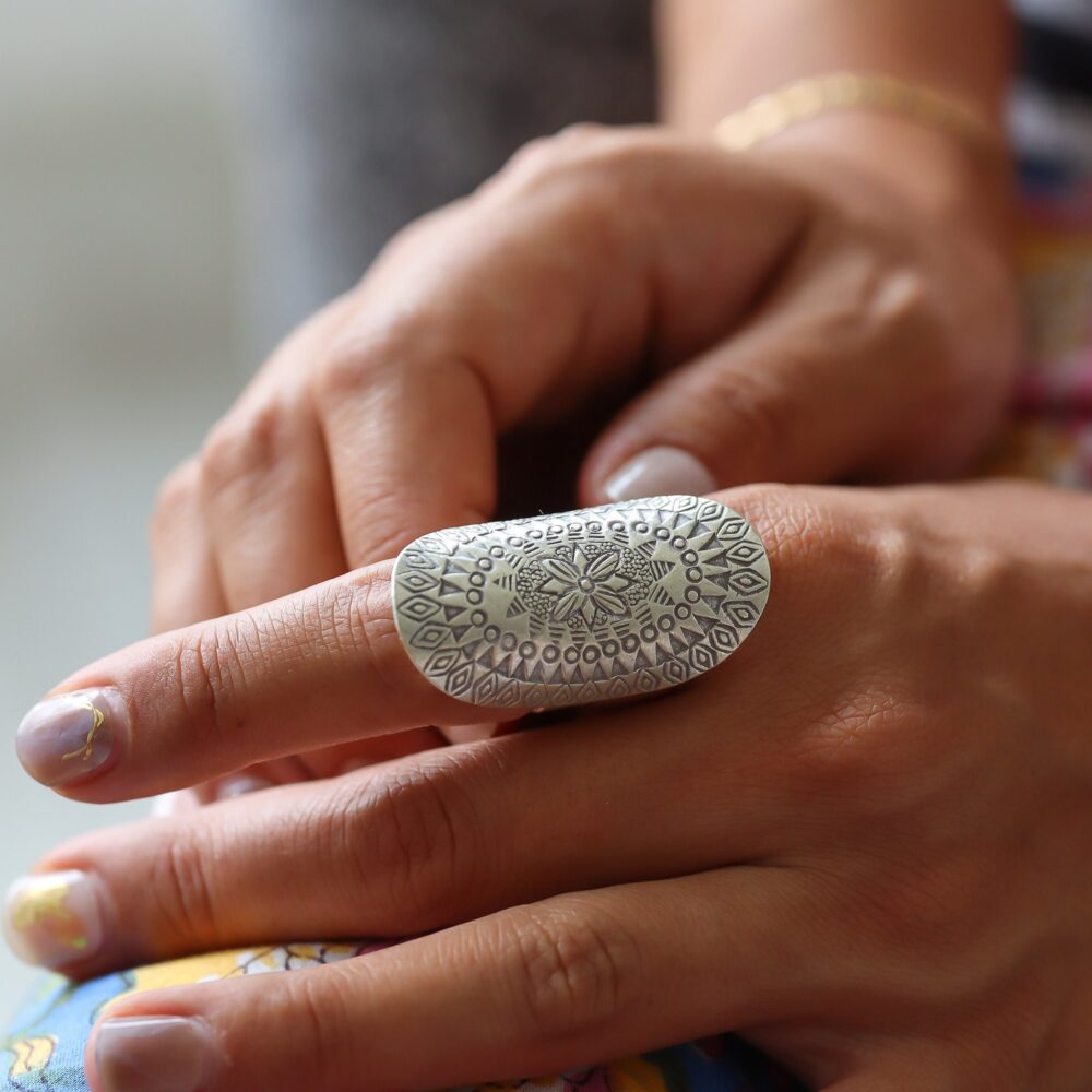 Adjustable Thai Silver Ring - Authentic Handmade 95-98% Purity