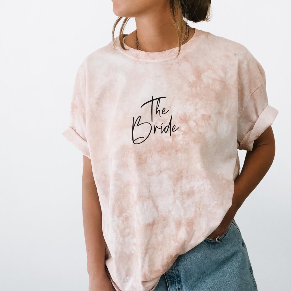 Personalized Tie Dye Bride Shirt L Custom Future Mrs T-Shirt Bridal Shower Gift Wedding Morning Outfit Engagement Honeymoon Tee