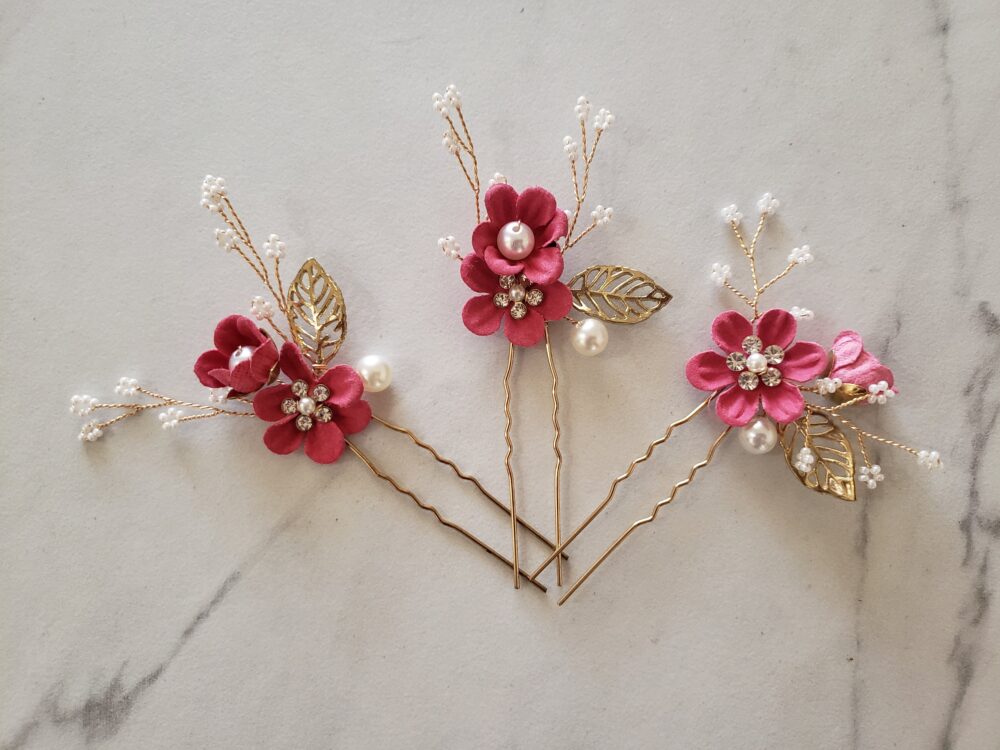 Pearl Flower Wedding Hair Pins - Bridal Accessory, Bridesmaid Gift