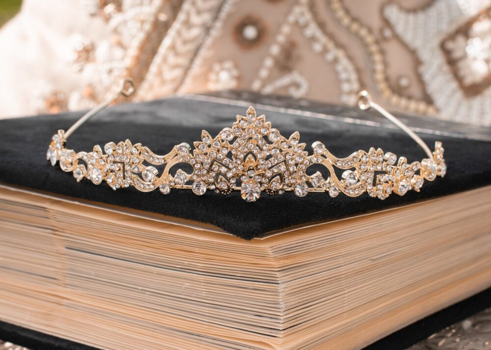 Vintage Gold Wedding Rhinestone Tiara, Crystal Bridal Headpiece, Royal Crown, Hair Diadem - 4167