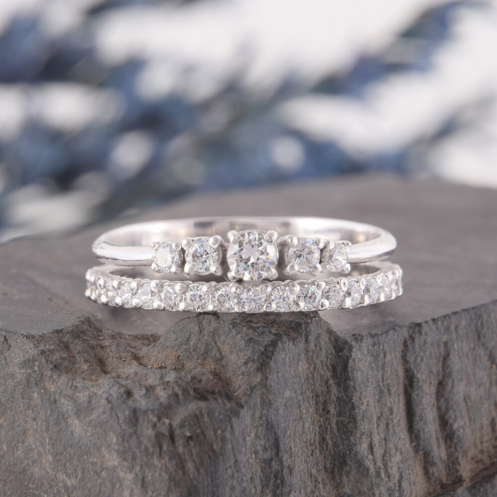 Women Promise Ring, Promise Ring For Her, White Cz Cz Silver, Personalized Stone Halo Dainty