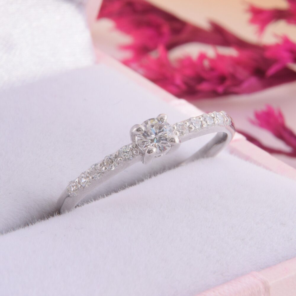 Womens Promise Ring, Silver Elegant Sterling Silver Ring For Her, White Cubic Zirconia Dainty Her