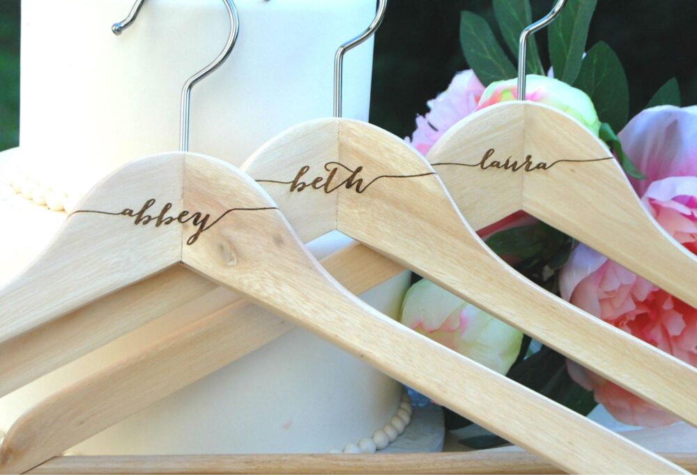 Monogrammed Dress Hangers Wedding Bridesmaids Gift, 12 Personalized Bridal Party Mother Of The Bride Groom Gift