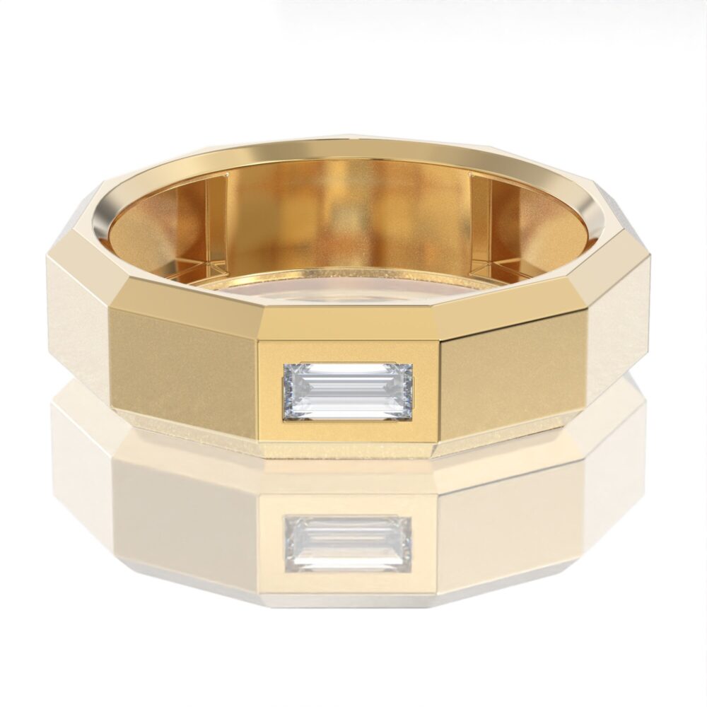 Man Diamond Wedding Band, 6mm Men's Band, 14K Solid Gold, Promise Ring Anniversary Ring, Handmade Jewelry