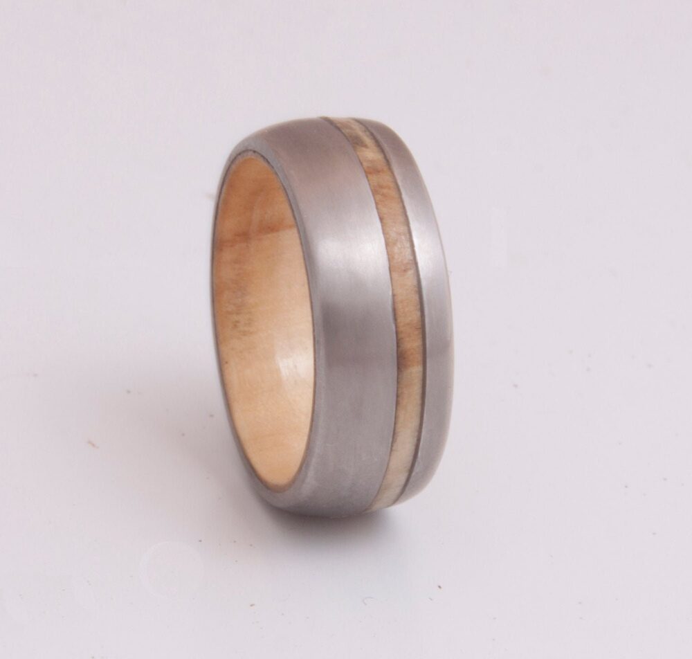 Olive Ring Mens Wedding Band Titanium Wood Alternative Engagement Anniversary Gift Size 3 To 16