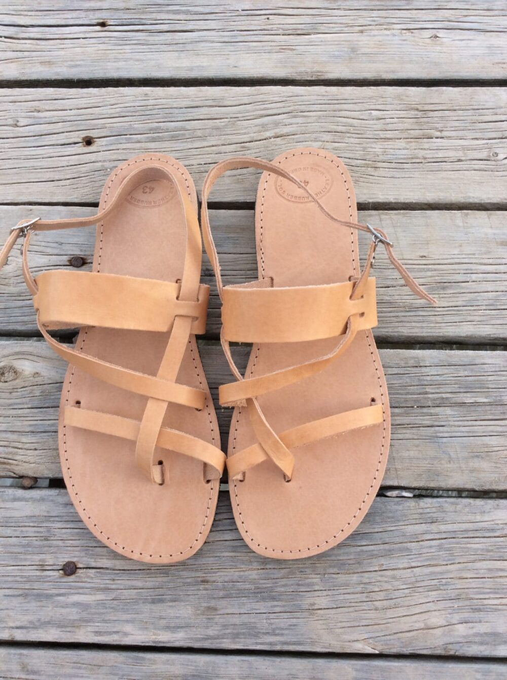 Greek Leather Sandals, Handmade Summer Flats, Women Shoes, Gladiator Buckle Wedding Gift, Flip Flops, Rubber Sole