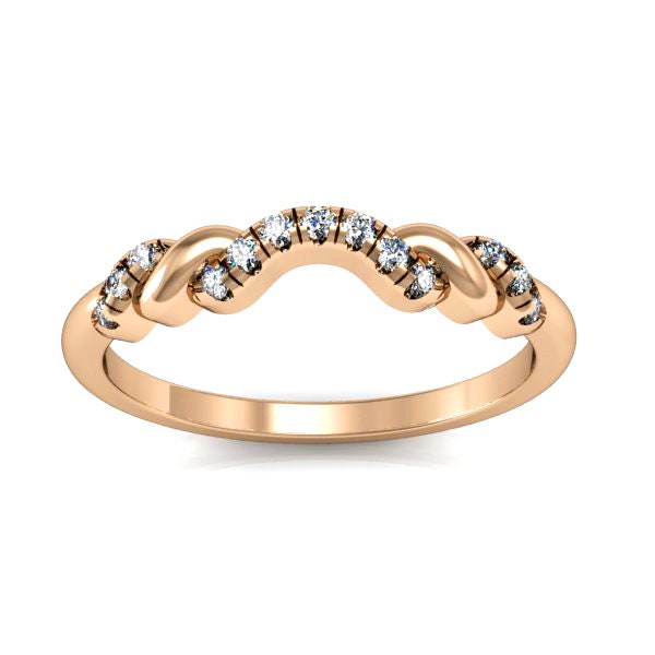 Twist Shadow Pave Natural Diamond Ring/ Wedding Guard Band/ Delicate Ring/Solitaire Enhancer Twistband