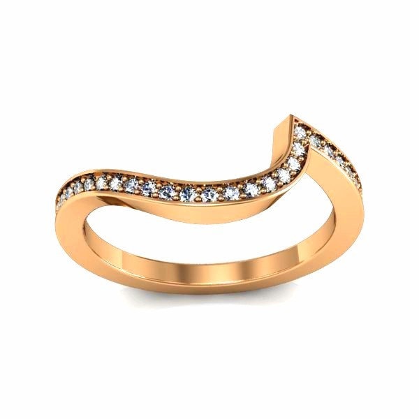 Unique Natural Diamond Eternity Tracer Ring 2mm/ Women's Solitaire Enhancer Guard Band/ Curved Pave Contour Shadow Band