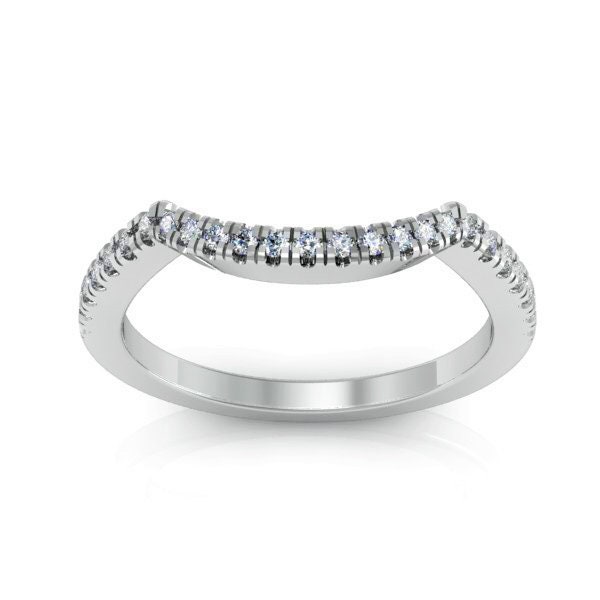 Diamond Shadow Band Ring 2 Mm/ Curved Pave Contour Band/ Tracer Half Eternity Stack Ring/ Solitaire Wrap Guard Enhancer/ Crown