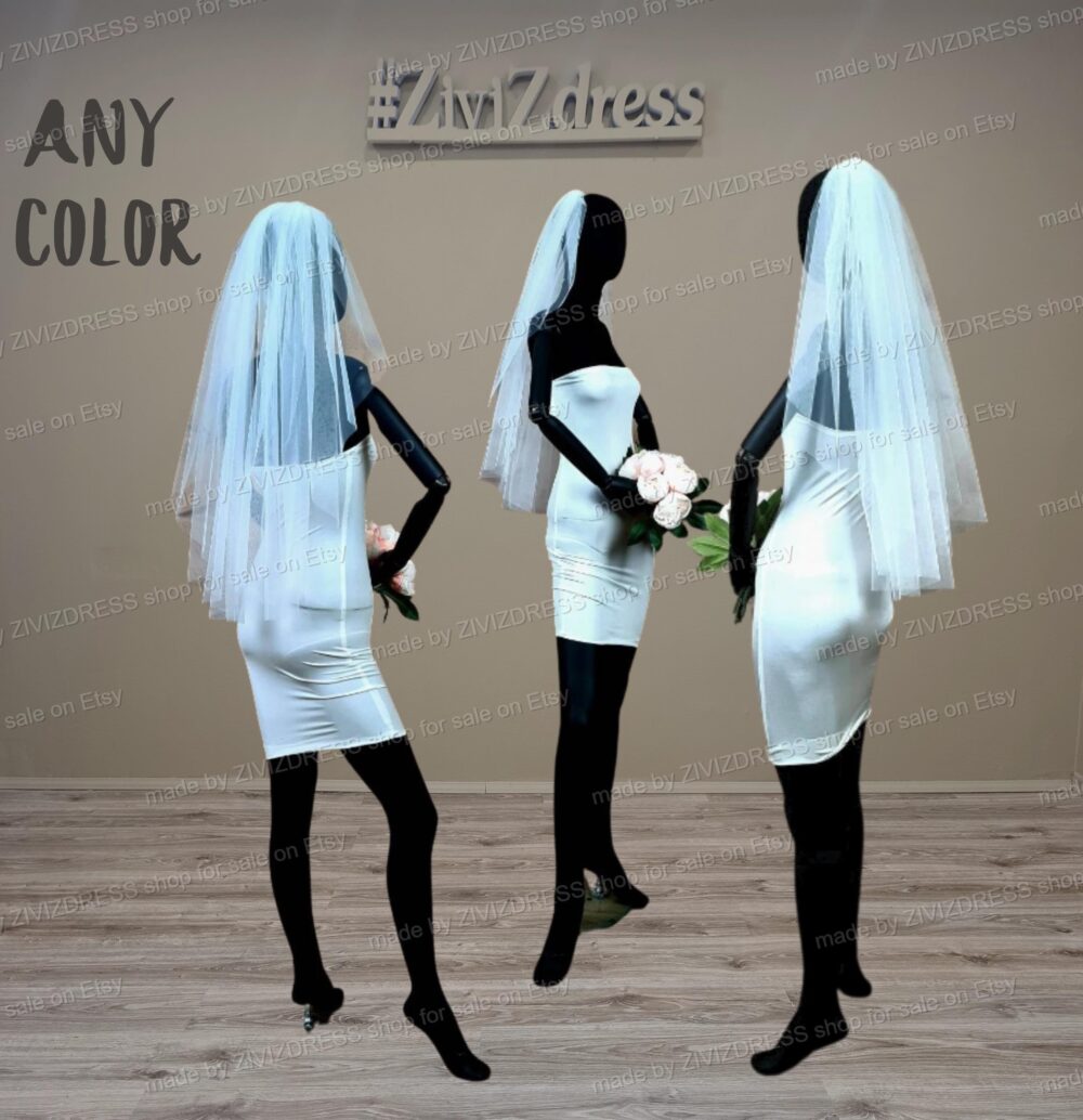 Fingertip Wedding Veil Simple Single Tier Tulle, 35 Inch