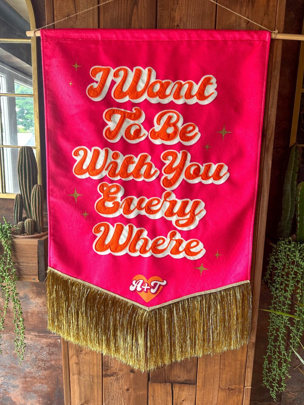 Fringed Velvet Wedding Banner Custom Fabric Sign