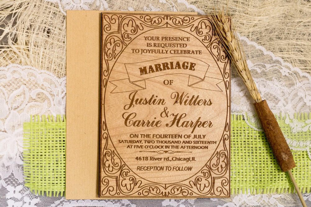 Custom Wedding Invitation Set Rustic Invitations Shabby Chic Unique Wooden Invitations