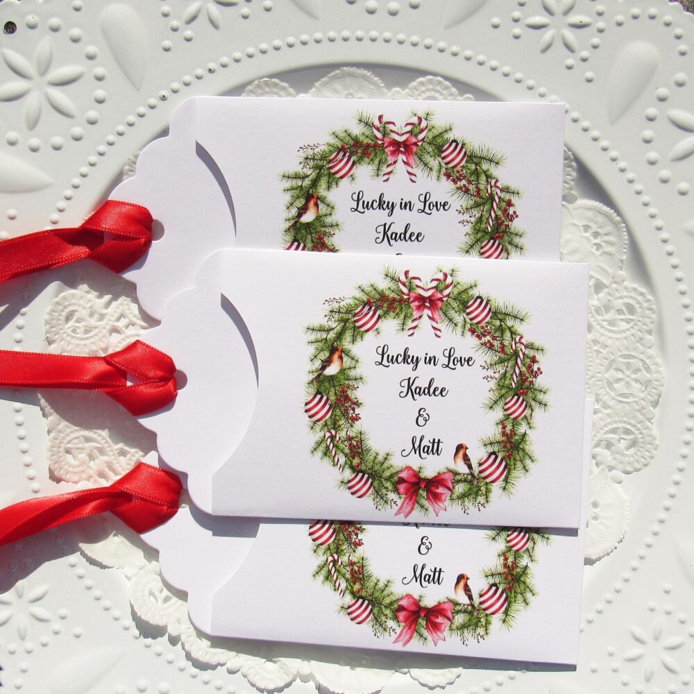 Personalized Winter Wedding Favor Lottery Ticket Envelopes