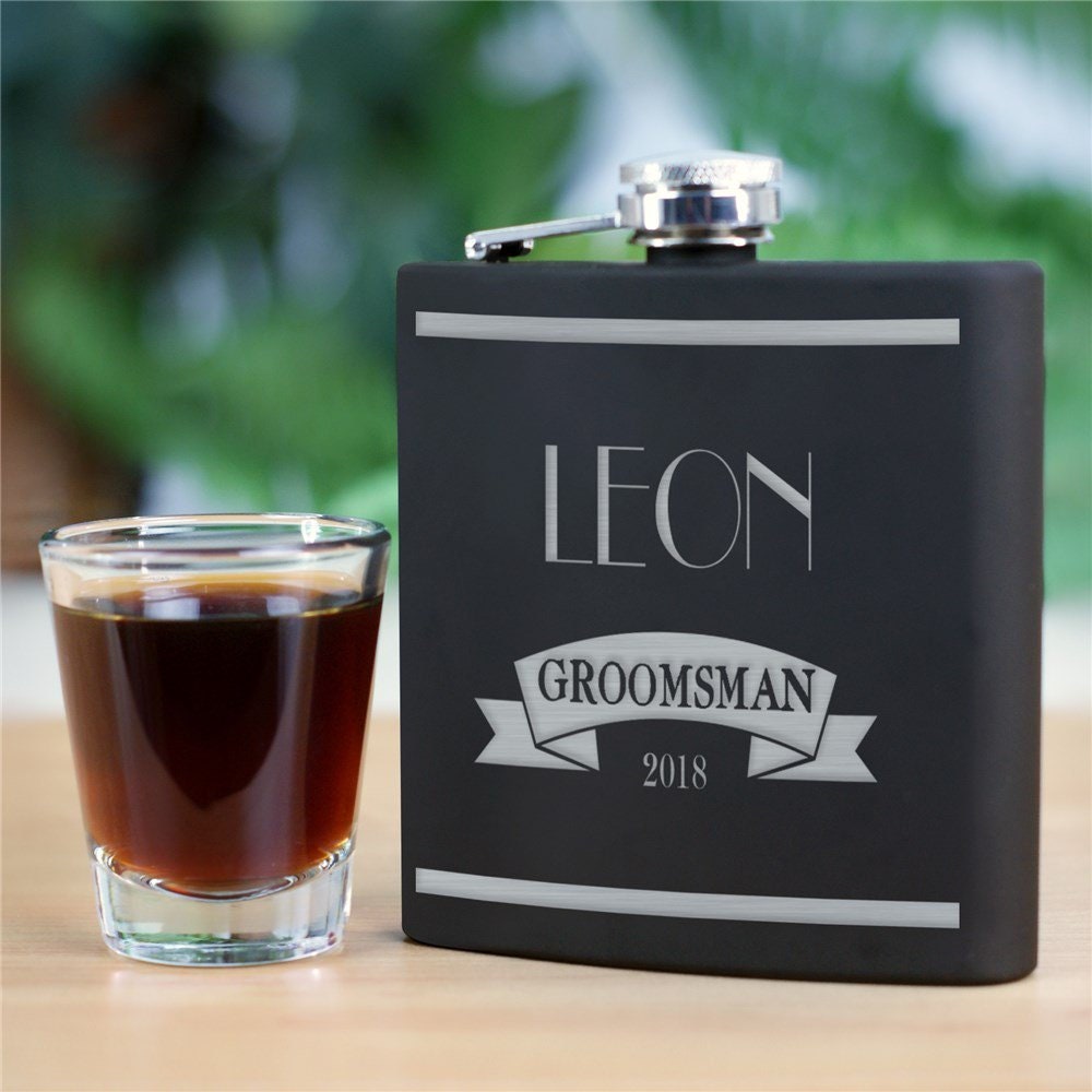 Engraved Wedding Party Steel Flask, Personalized Flask, Wedding Favors, Party Gifts, Engraved Custom Flask -Gfyl1268072