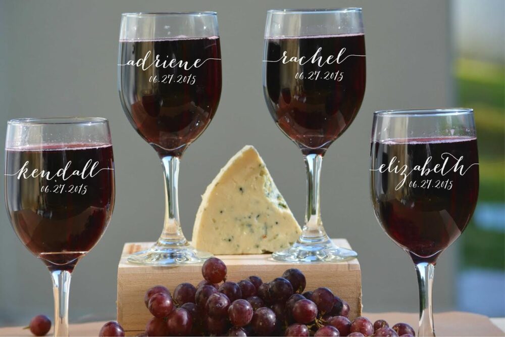 Bridesmaid Custom Wine Glass Gift, Personalized Bridesmaids Maid Of Honor Etched Glass, Engraved Wedding Guest Gift