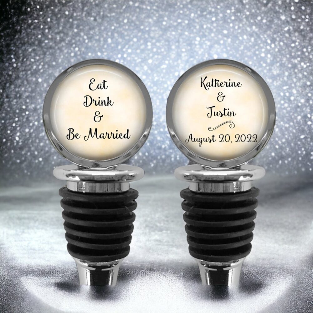 Personalized Wedding Wine Stopper 2-Sided Custom Favor