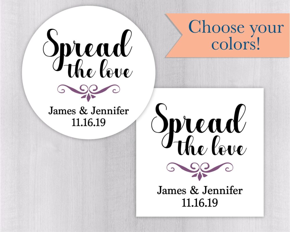 Spread The Love, Jam Wedding Favor Sticker, Stickers, Labels | #100-Wh