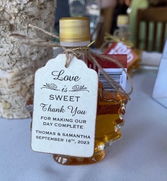 Love Is Sweet Wedding Favor Thank You Bridal Shower Gift Tags Candy Cookie Honey Jam Jar Label - Vintage Rustic Set Of 50