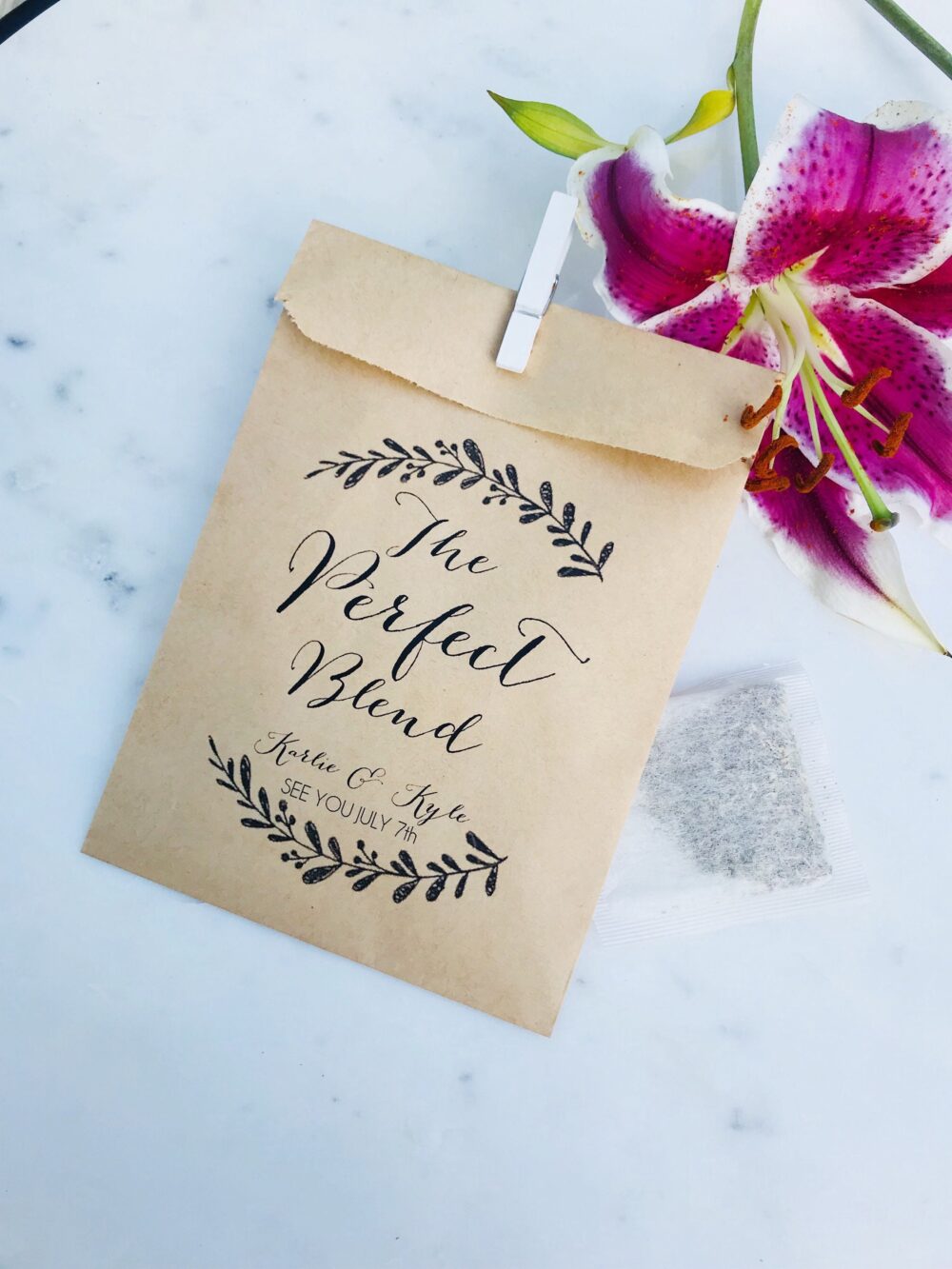 Personalized Kraft Coffee & Tea Favor Bags - Rustic Wedding Or Bridal Shower