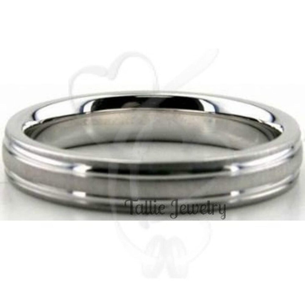 Platinum Wedding Bands, Rings 4mm Brushed Finish Mens & Womens Band, For Men, Gifts Him