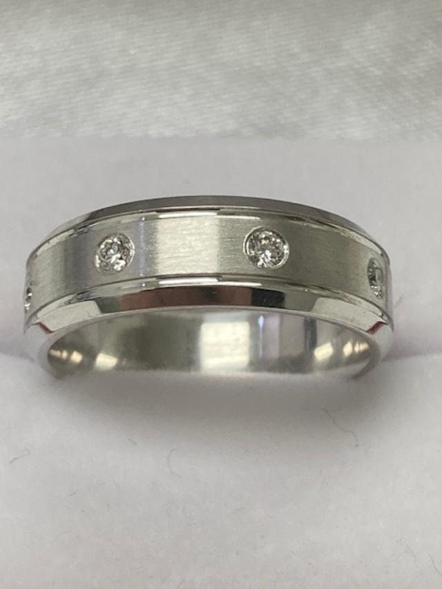 Mens Wedding Bands, Rings, 6mm 10K 14K 18K Solid White Gold Diamond Ring, Rings For Men