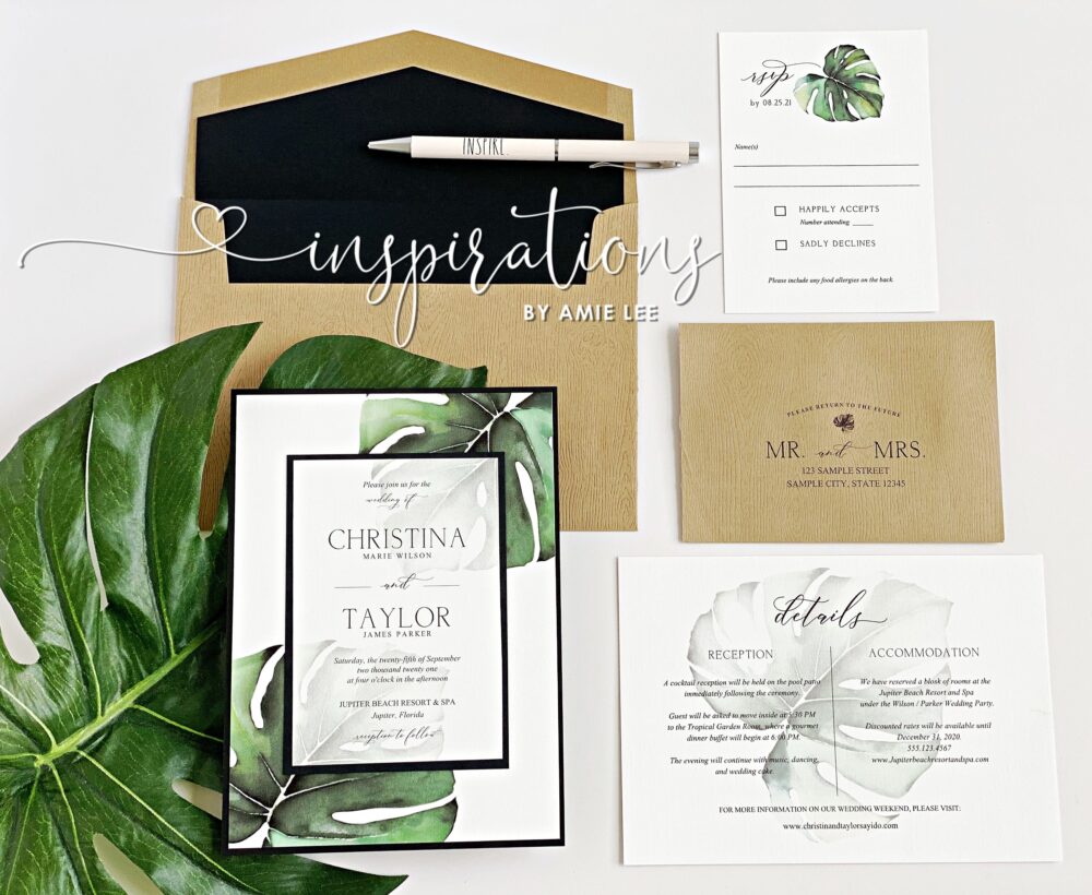 Elegant Beach Wedding Invitations, Tropical Palm Trees, Island Wedding, Classic Beach, Palms Invitations
