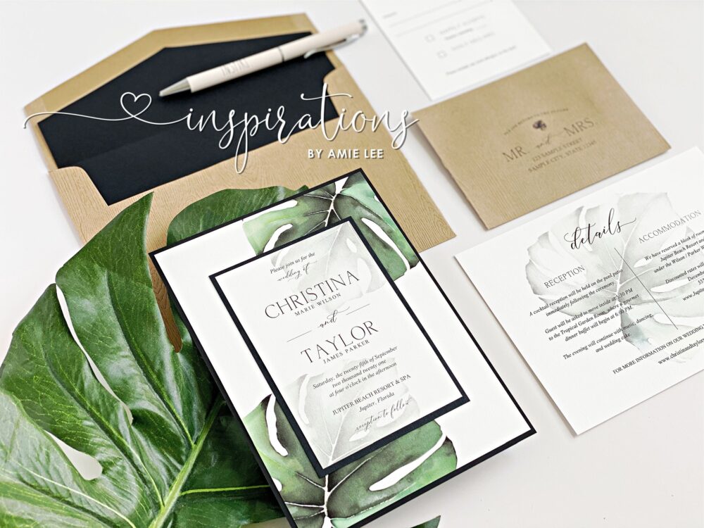 Elegant Beach Wedding Invitations, Tropical Palm Trees, Island Wedding, Classic Beach, Palms Invitations