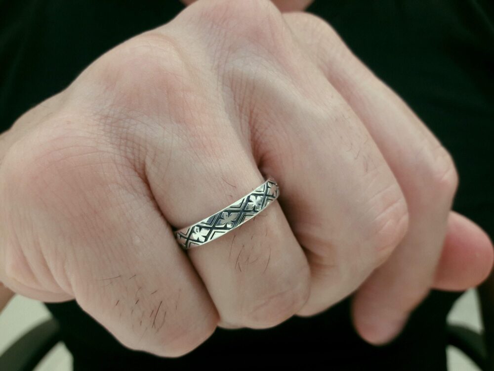 Cross Band Rings, Woman Band Men Silver Ring, Poker Cross Band, Wedding Gift For Him, Unisex Mini