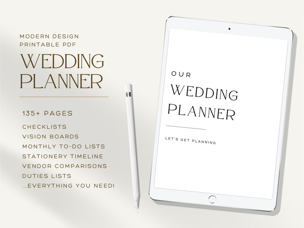 Modern Wedding Planner 130+ Pages Of Checklists | Pdf Printable