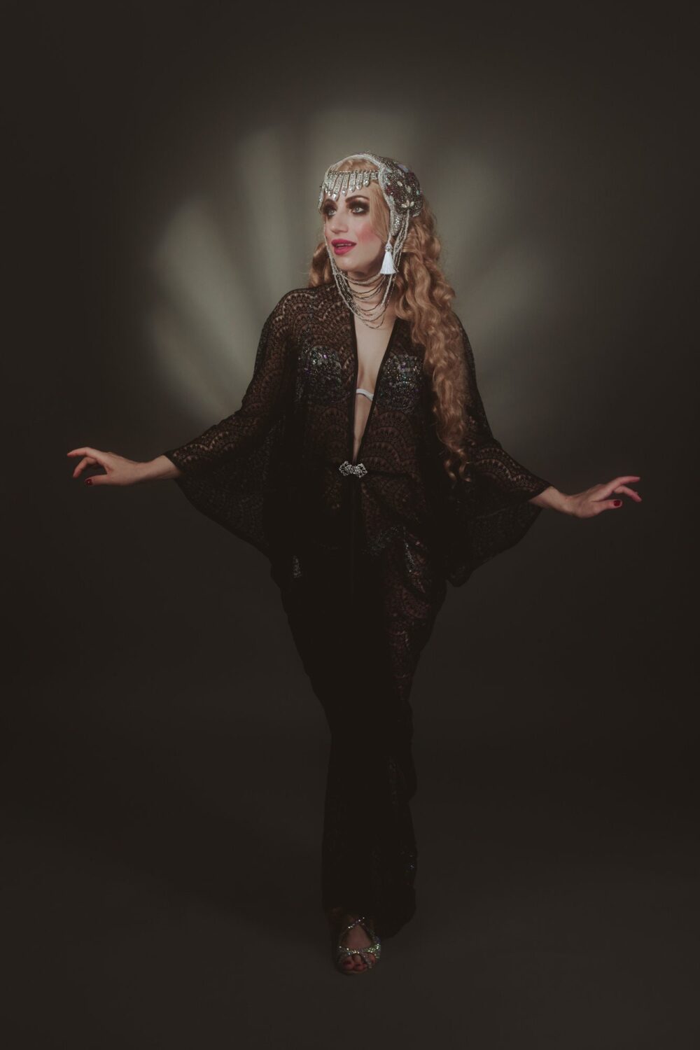 Romantic Black Lace 1920S Art Deco Oriental Gown Hollywood Style Great Gatsby Burlesque Flapper Cocoon Wedding Coat