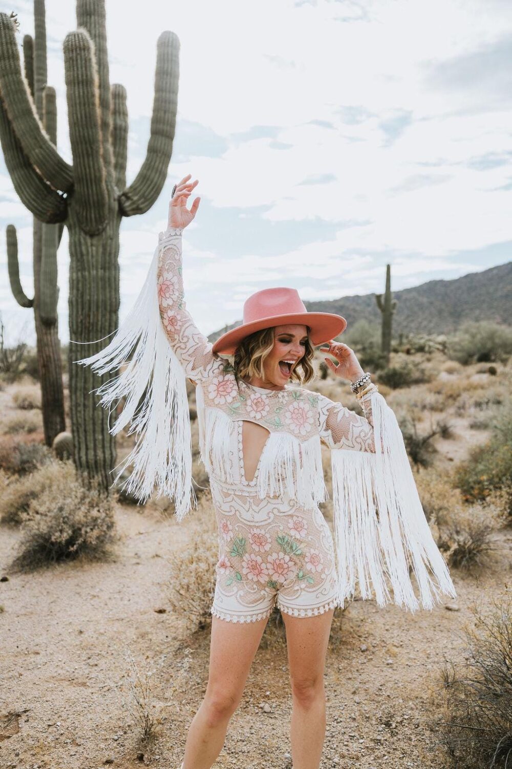 Britnee, Bridal Jumpsuit, Wedding Romper, Boho Lace Fringe Tassel Romper