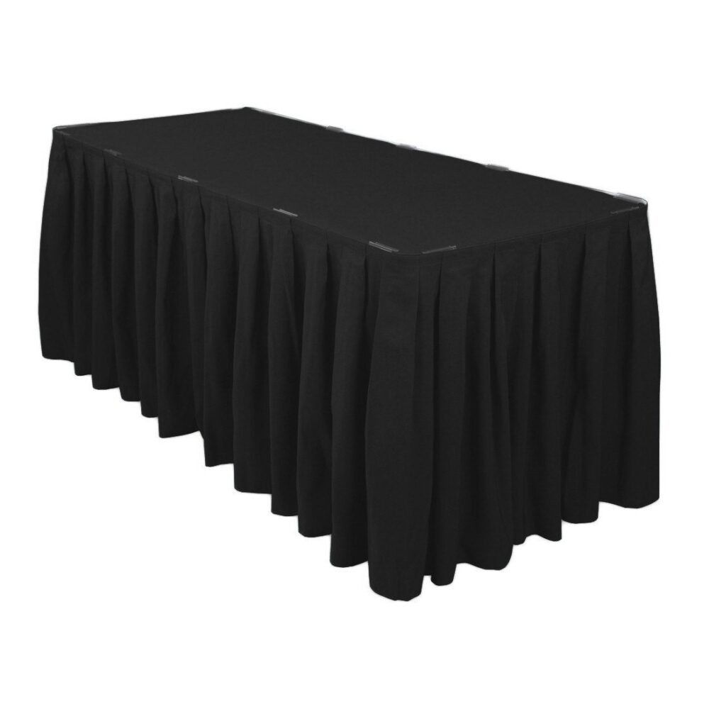 14 Ft. Accordion Pleat Black Table Skirt Polyester | Wedding Skirts