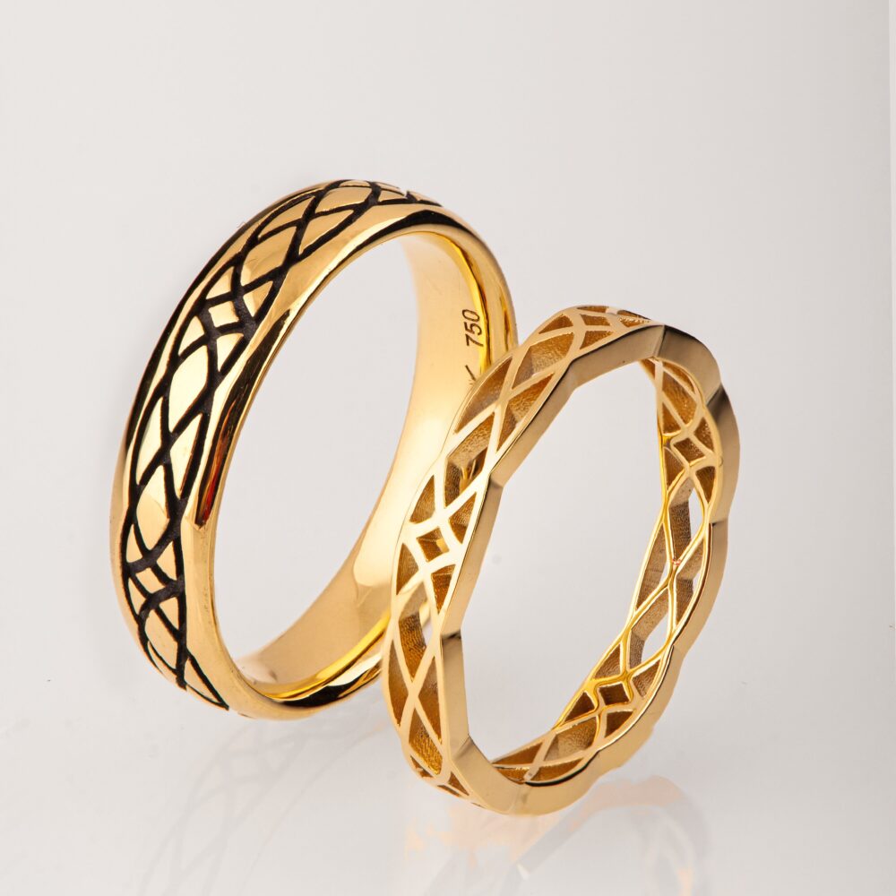 His & Hers Wedding Rings, Celtic Band Set
