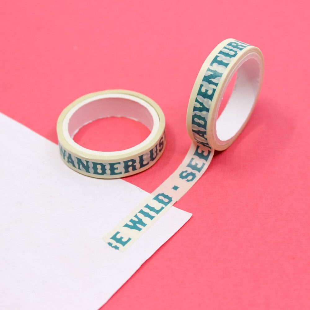 Turquoise Blue Seek Adventure Washi Tape, Wanderlust Washi, Be Wild Inspirational Planner Aspirational | Bbb Supplies R-M210