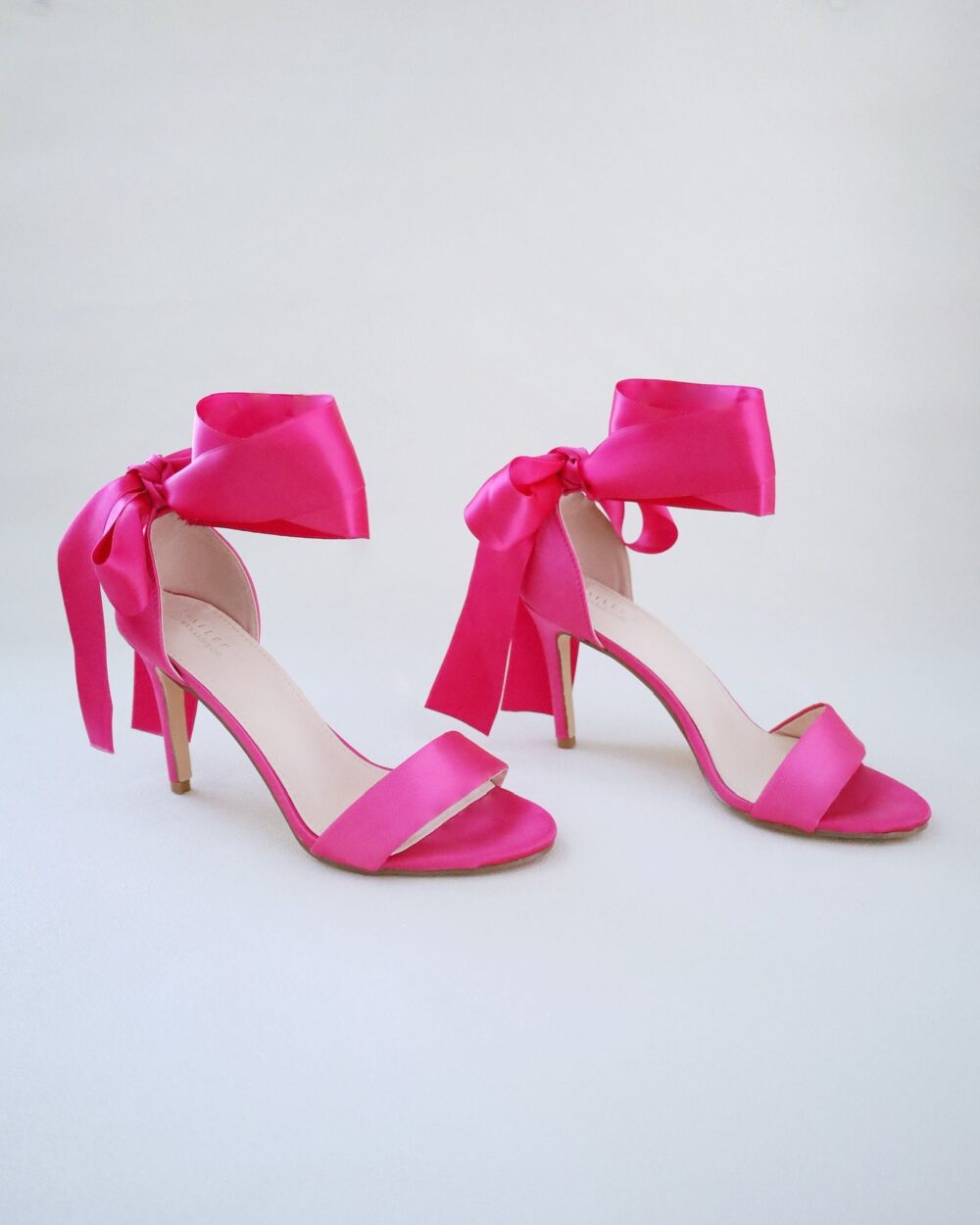 Fuchsia Satin High Heel Evening Sandals With Wrapped Ankle Tie, Wedding Shoes, Bridesmaids Sandals, Holiday Fall Bridal