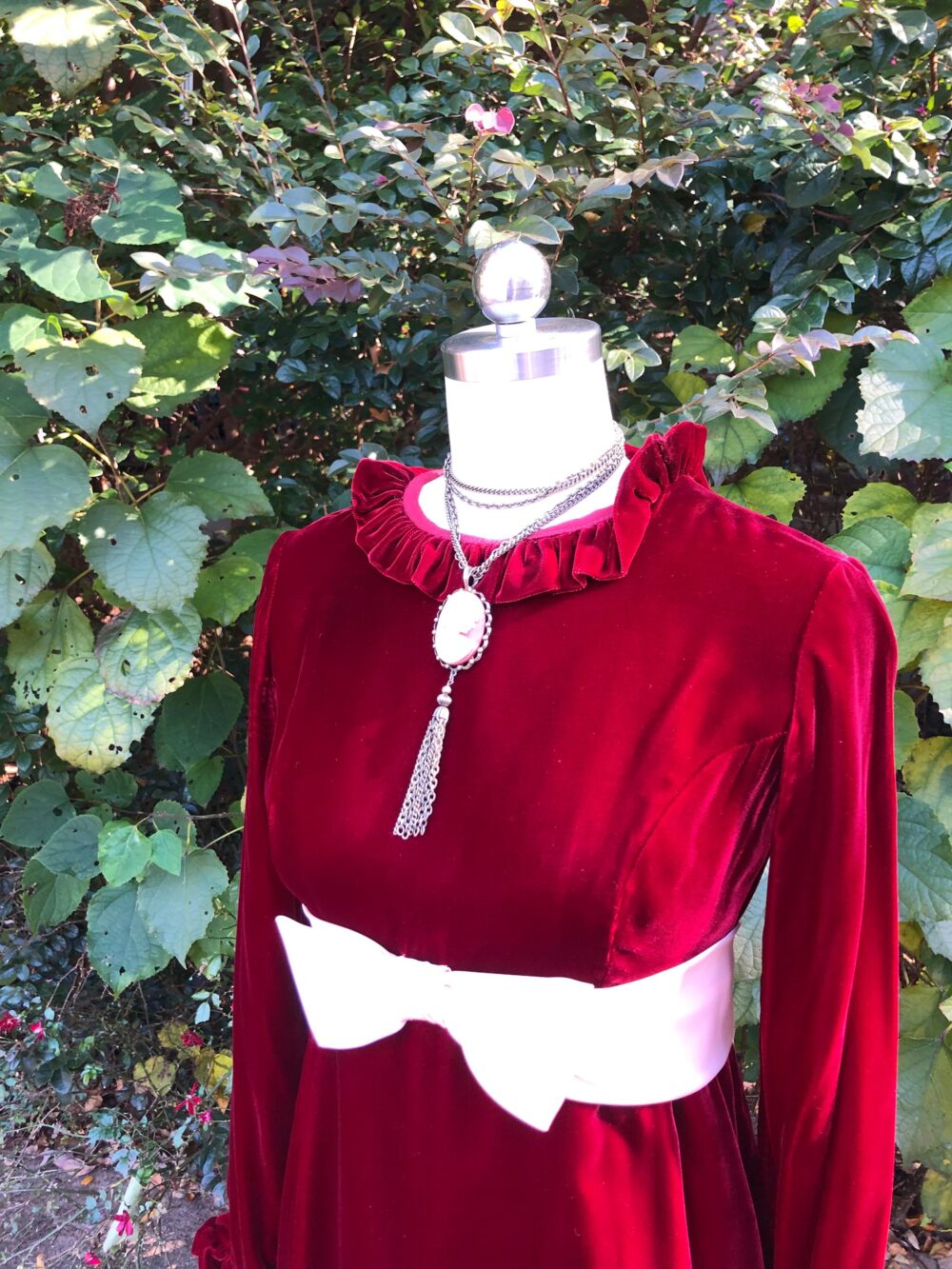 Gorgeous 60's Velvet Maxi Dress/Red Velvet Dresses/Vintage Red Dress/60's Dress/Long Sleeve Dress/Mint Condition