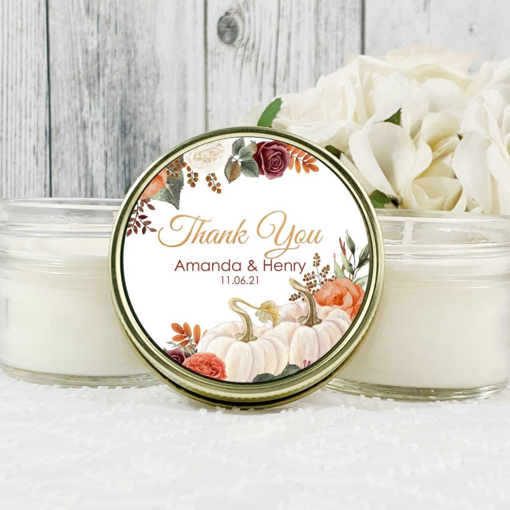 Pumpkin Candle Wedding Favors Fall Autumn Decor, 4Oz Soy Set Of 12