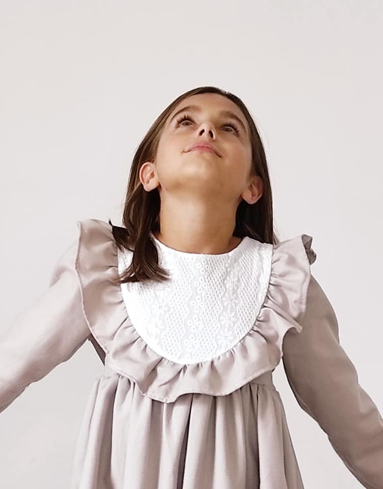 Dusty Pink Ruffled Dress, Embroidery Front Yoke, Toddler Dress Special Occasion, Boho Flower Rustic Junior Bridesmaid