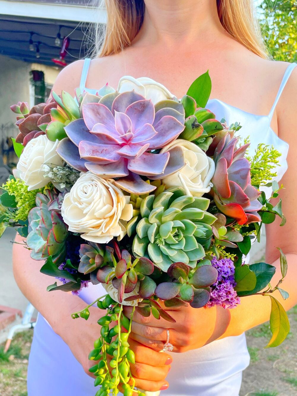 Wedding Bouquet | Succulent & Sola Wood Flower Arrangement Bridal Custom Made