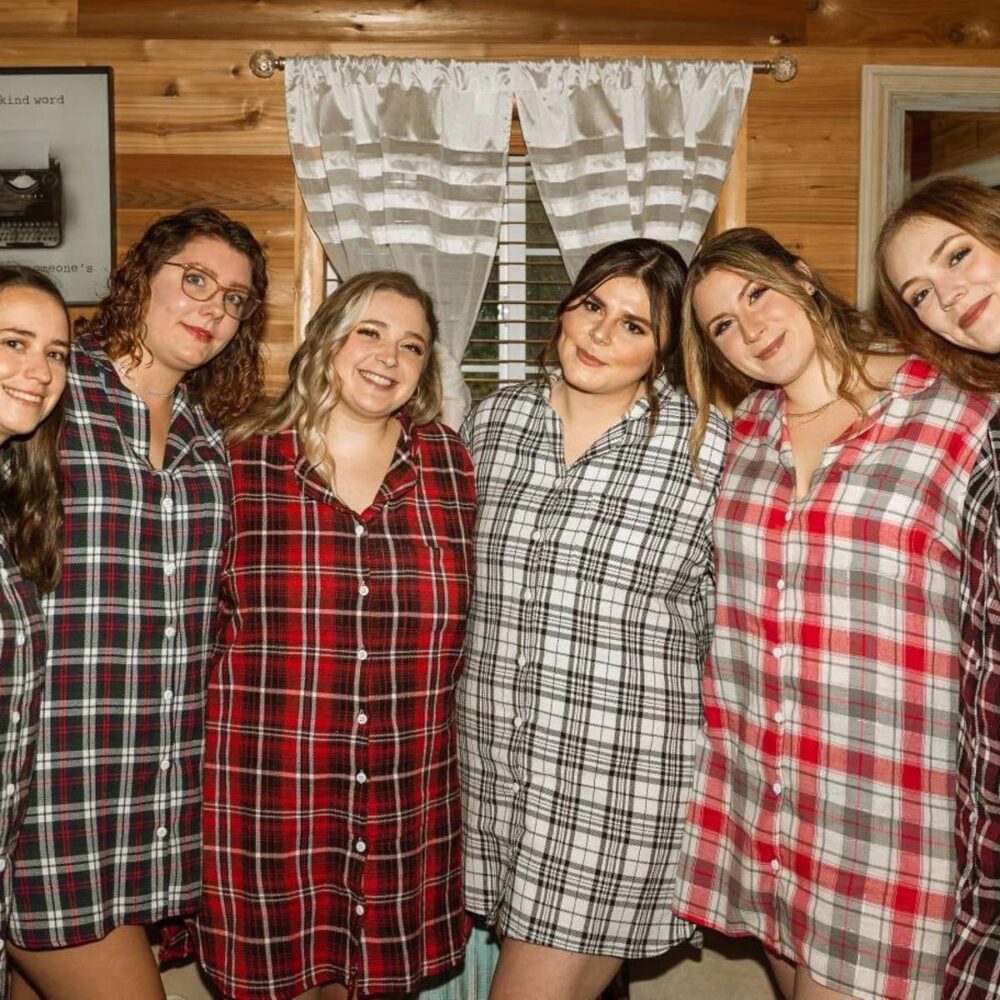 Personalized Flannel Bridesmaid Sleepshirt Button-Down Getting Ready Shirt