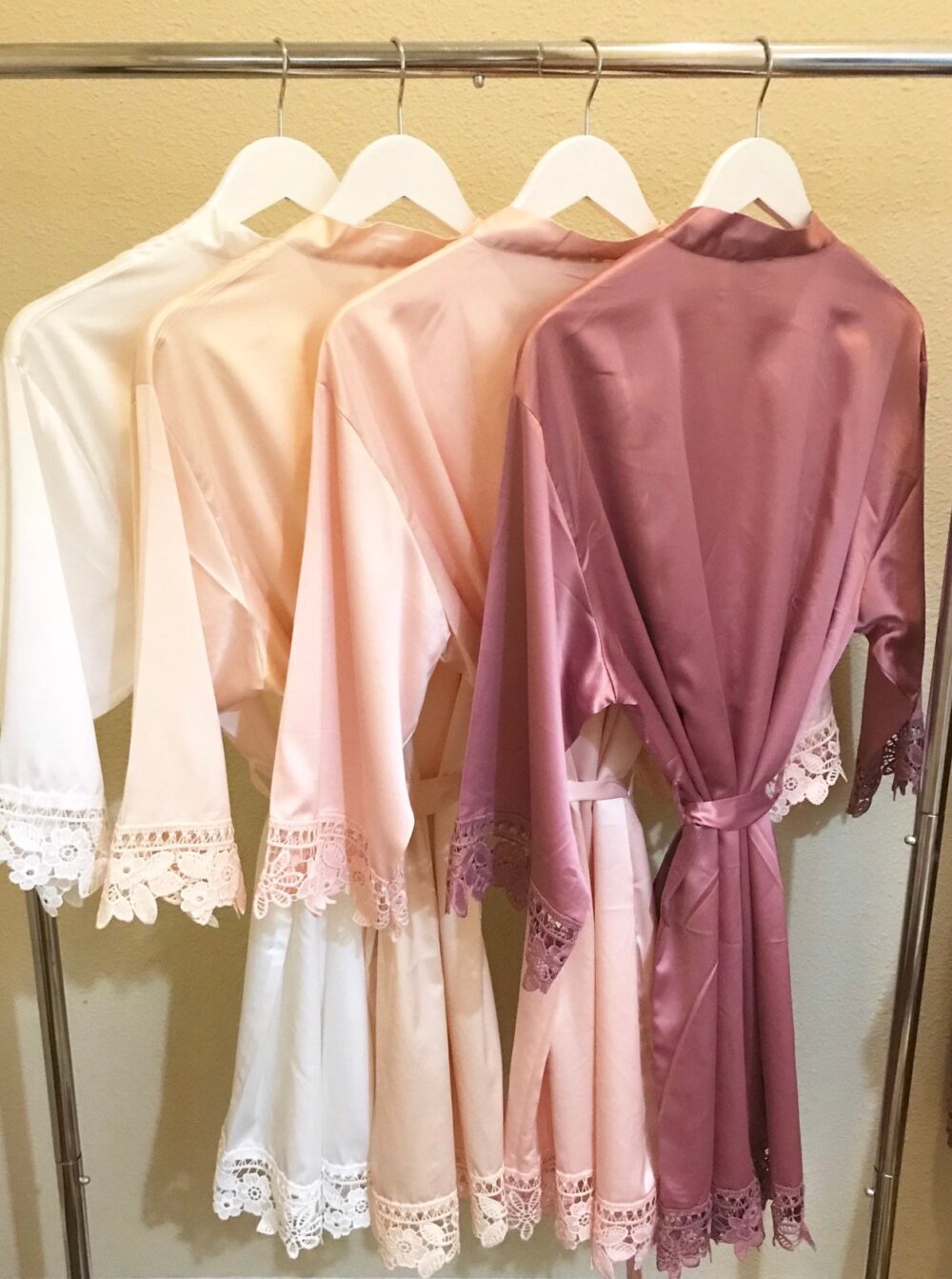 Satin Bridesmaid Robe - Lace Trim, Wedding Party Gift