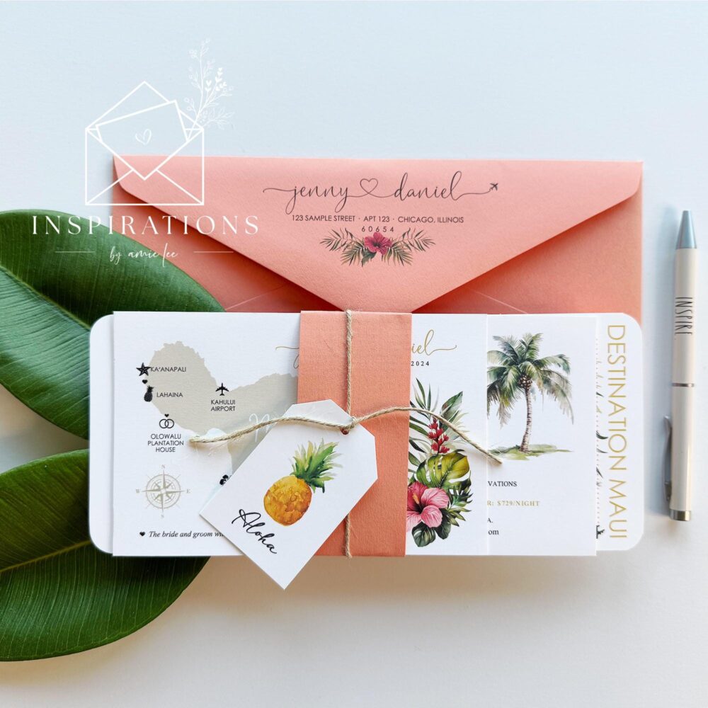 Boarding Pass Wedding Invitations Destination Beach Or Island Wedding, Travel Inspired Ticket Invite