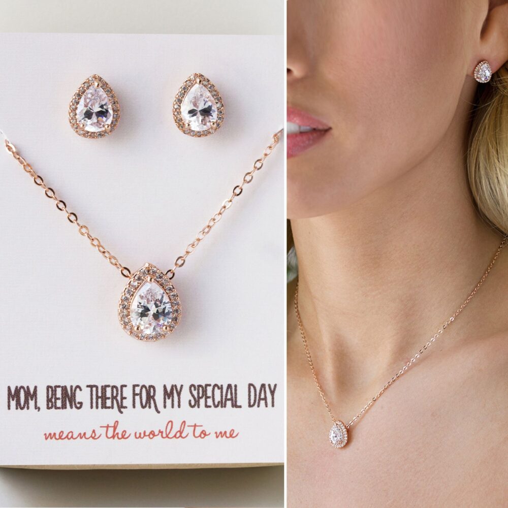 Mother Of The Bride Gift, Wedding Groom Bridal Shower Jewelry, Crystal Jewelry Set