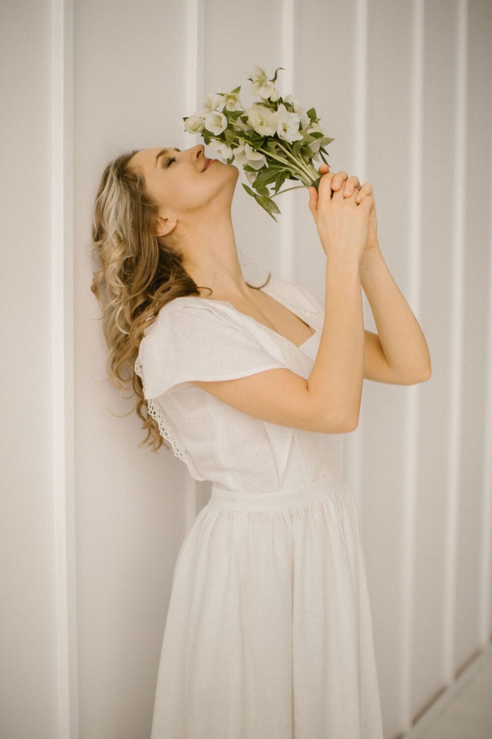 Rustic Linen Boho Beach Wedding Dress Bohemian Bridal Gown For Simple Forest Ceremony