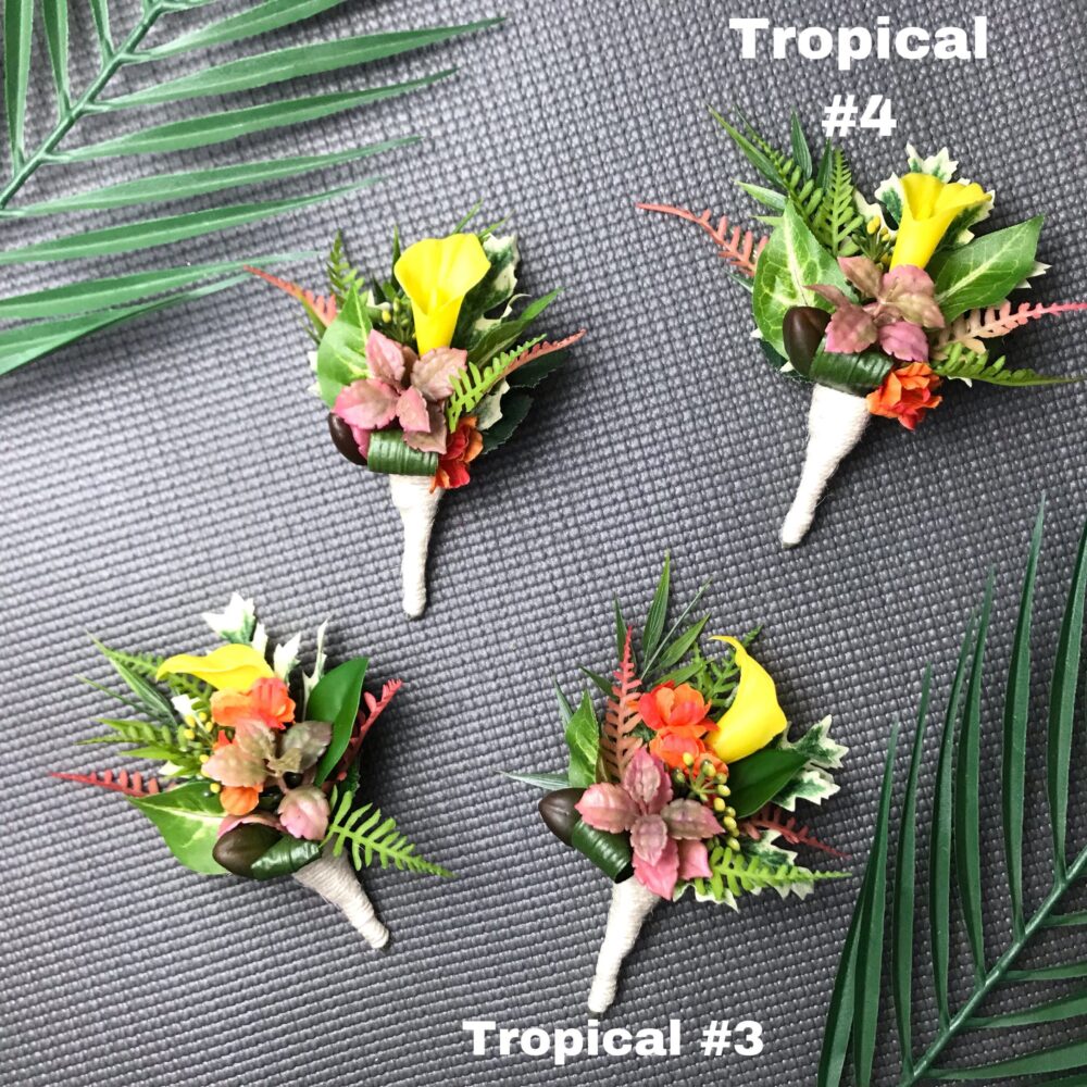Tropical Wedding Boutonniere Exotic Island Groom Groomsmen Accessory
