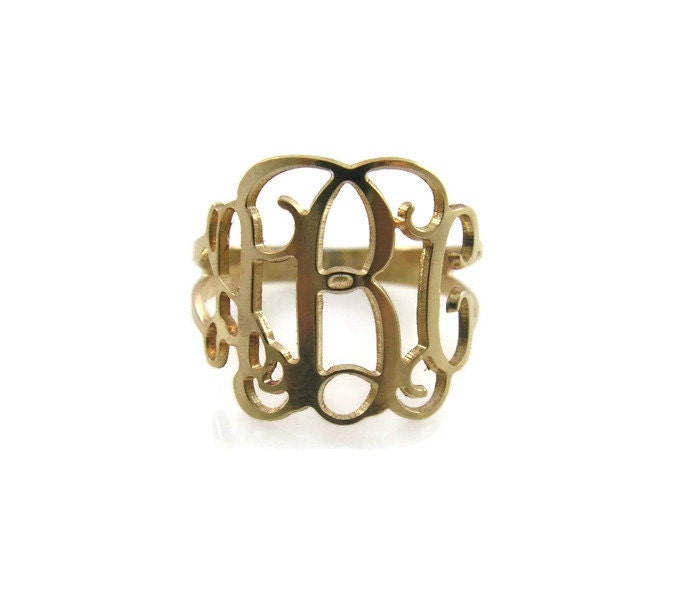 Monogram Ring, Gold Monogram Unisex Choose Any Initial. Men Initial Gift For Him, Her