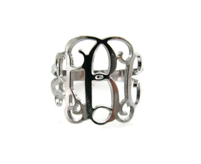 Monogram Ring, Sterling Silver Monogram Unisex Choose Any Initial. Men Initial Gift For Him, Her