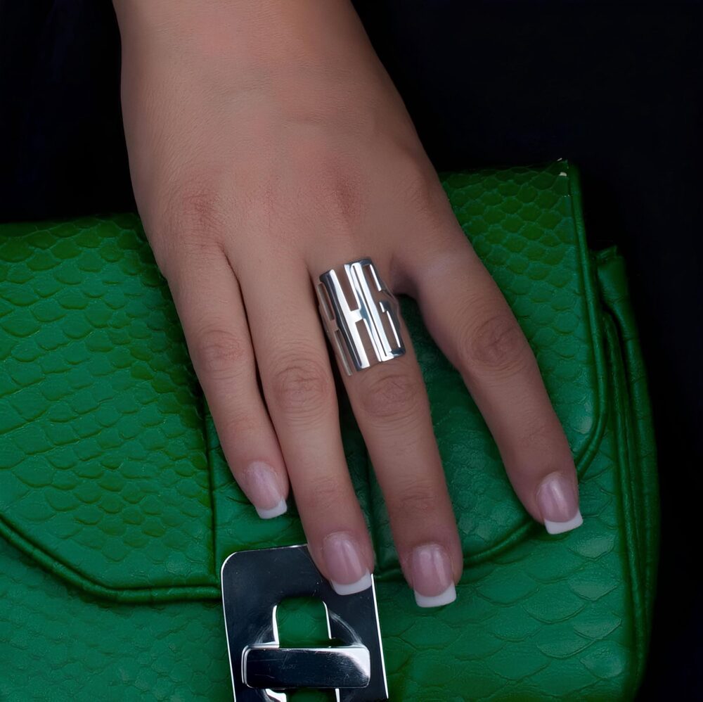 Custom Monogram Ring - 3 Initial Personalized Ring, Engraved Name Jewelry, Sterling Silver Unique Gift For Her Or Mom