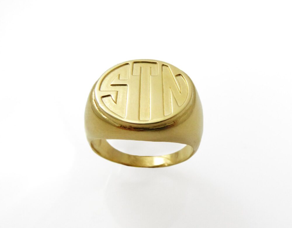 Monogram Ring. Gold Monogram Unisex Men Initial Gift For Him. Signet Personalized Initial .1613